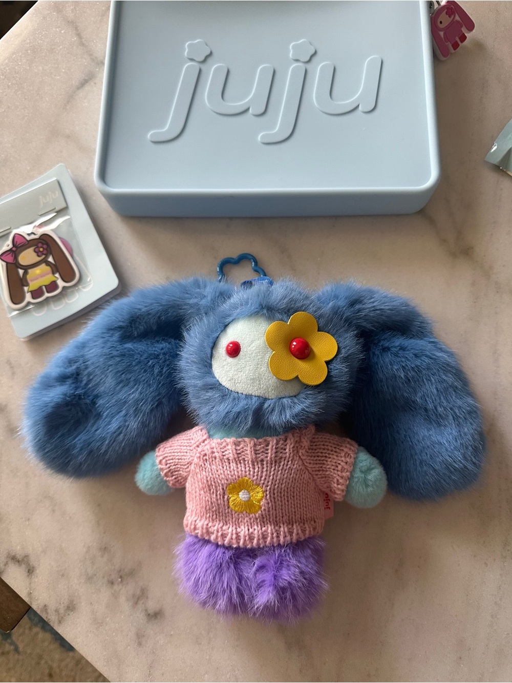 CJ HENDRY-juju Blue Plush Bunny Bag charm